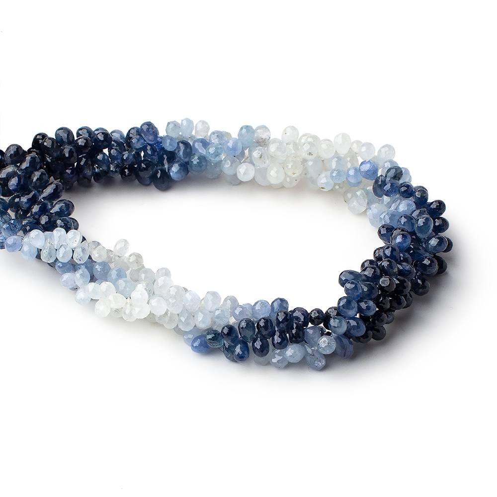 3x2-5x3mm Blue and White Sapphire Faceted Tear Drop Beads 7.5 inch 140 pcs (ONLINE ORDER ONLY)