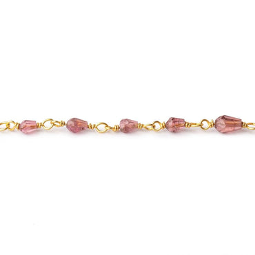 3x2-6x4mm Rubellite Tourmaline Faceted Tear Drops on Vermeil Chain by the Foot (ONLINE ORDER ONLY)