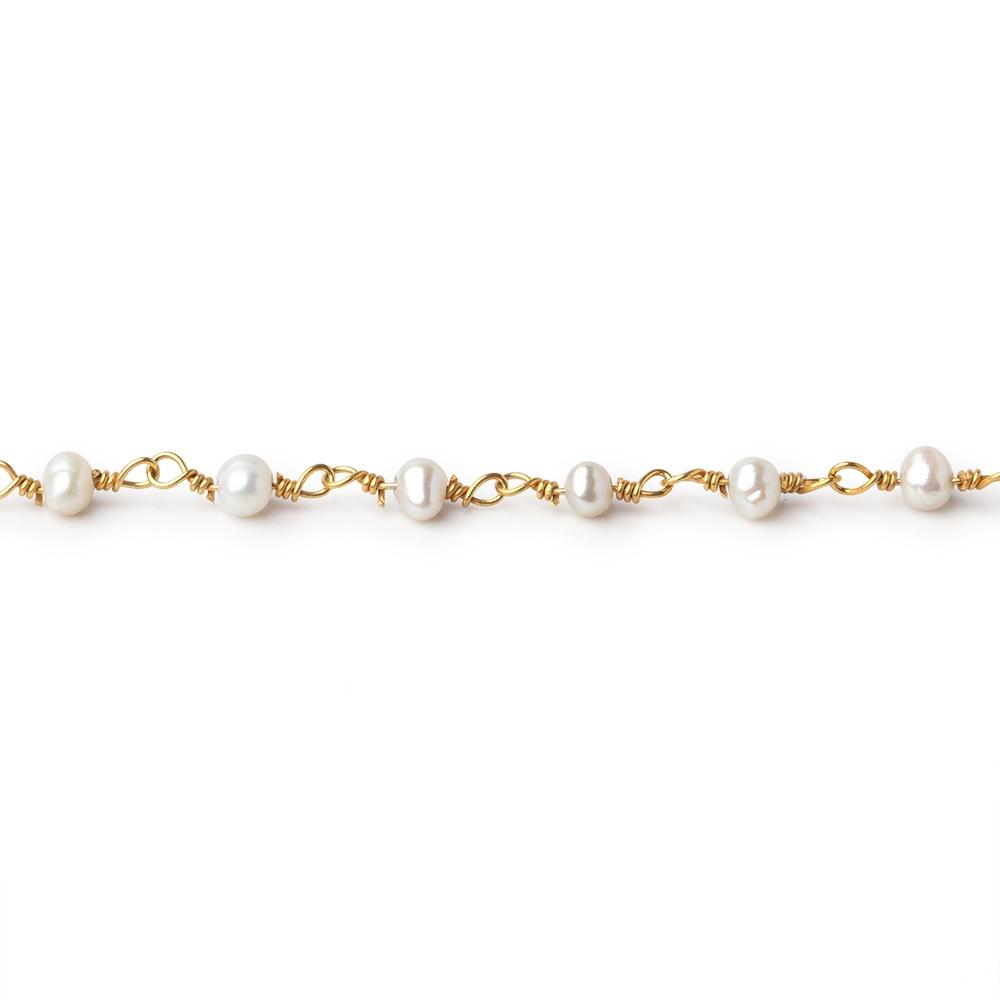 3x2mm Petite White Baroque Pearls on Gold Plated Chain - LOT of 10 Feet (ONLINE ORDER ONLY)