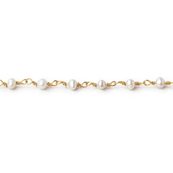 3x2mm Petite White Baroque Pearls on Gold Plated Chain - LOT of 10 Feet (ONLINE ORDER ONLY)