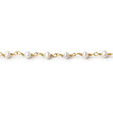 3x2mm Petite White Baroque Pearls on Gold Plated Chain - LOT of 10 Feet (ONLINE ORDER ONLY)