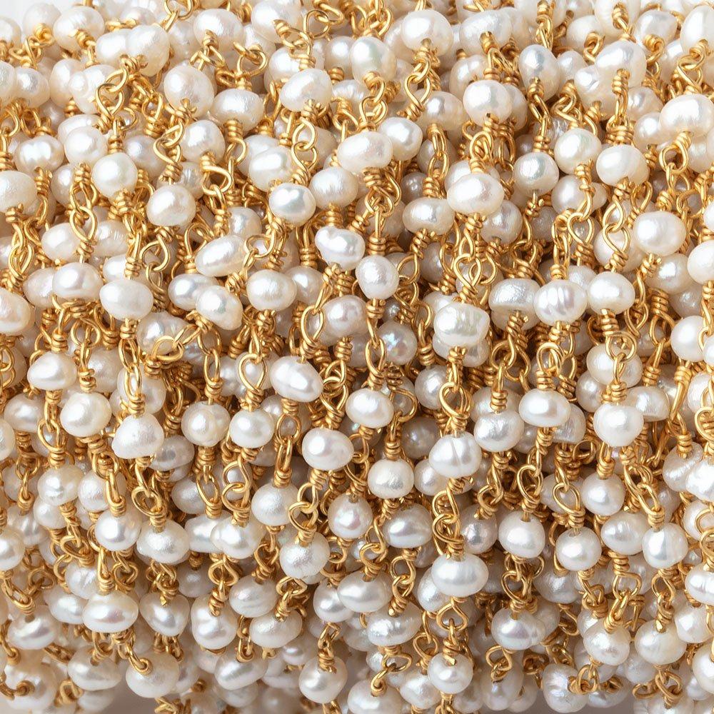 3x2mm Petite White Baroque Pearls on Gold Plated Chain - LOT of 10 Feet (ONLINE ORDER ONLY)