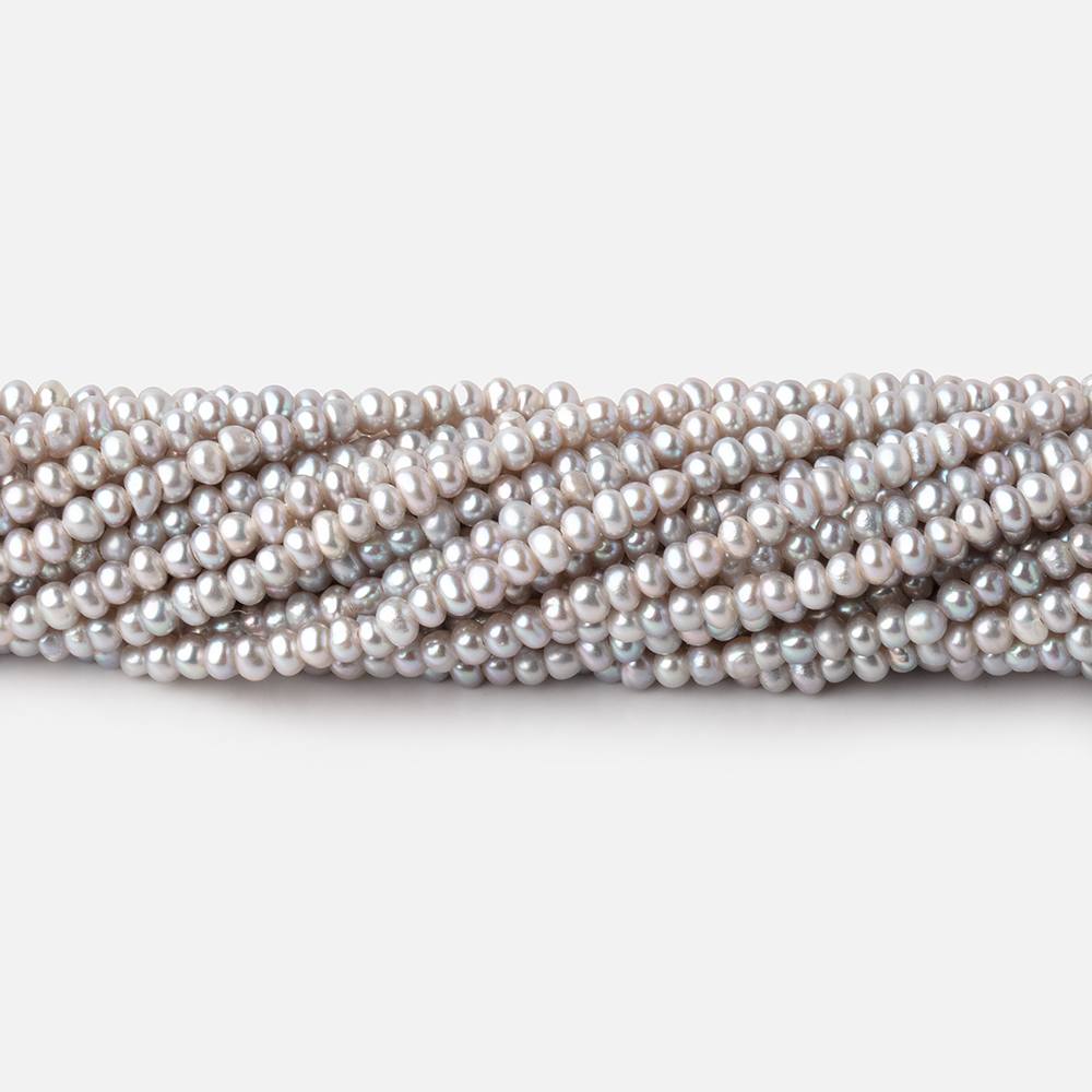 3x2mm Silver Button Center Drilled Freshwater Pearls 15.25 inch 200 pieces AAA (ONLINE ORDER ONLY)