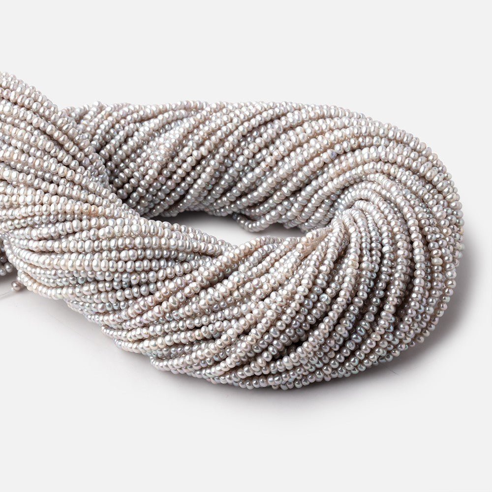 3x2mm Silver Button Center Drilled Freshwater Pearls 15.25 inch 200 pieces AAA (ONLINE ORDER ONLY)