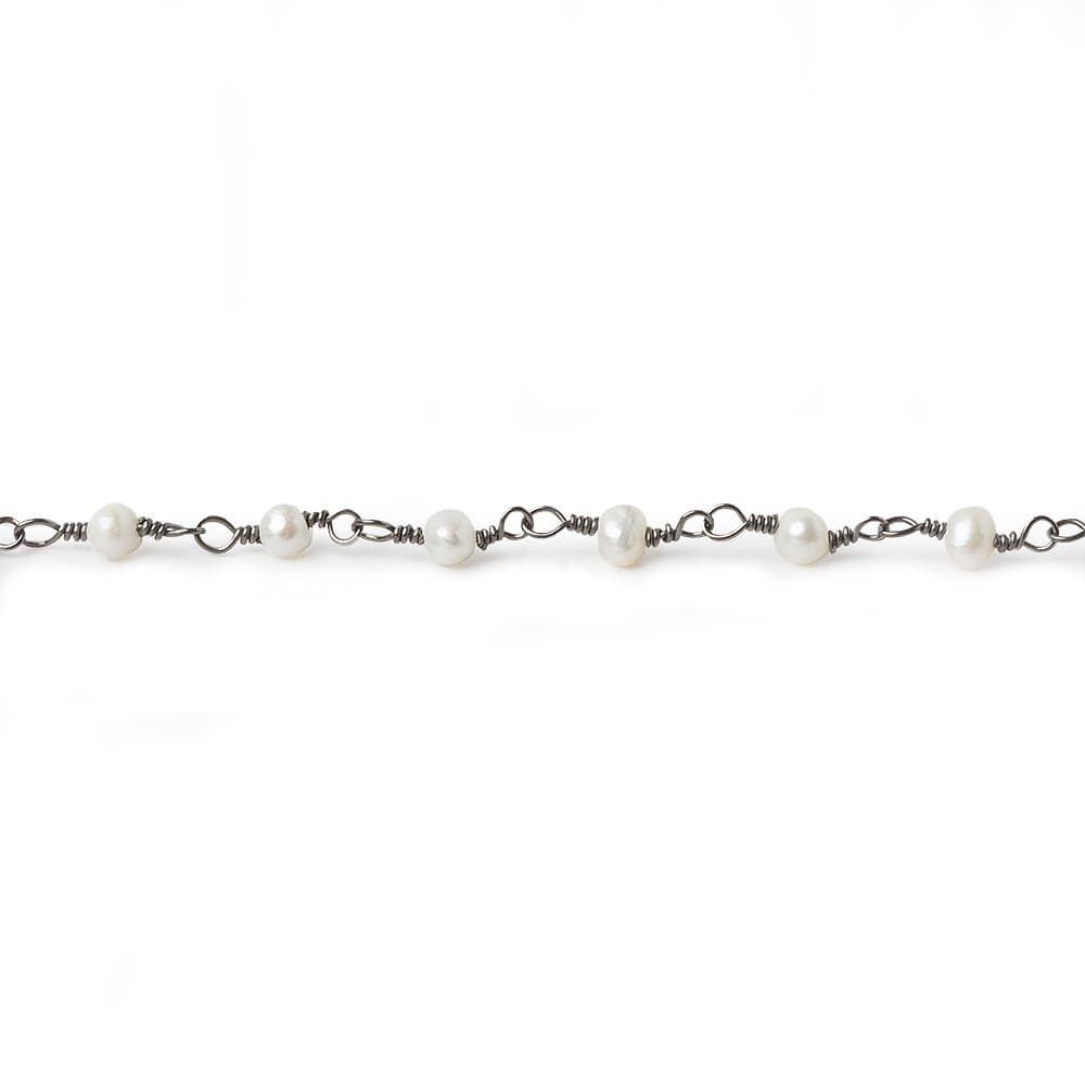 3mm White Freshwater Pearl Hand wrapped Chain (ONLINE ORDER ONLY)