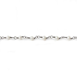3mm White Freshwater Pearl Hand wrapped Chain (ONLINE ORDER ONLY)