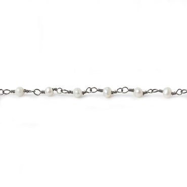 3mm White Freshwater Pearl Hand wrapped Chain (ONLINE ORDER ONLY)