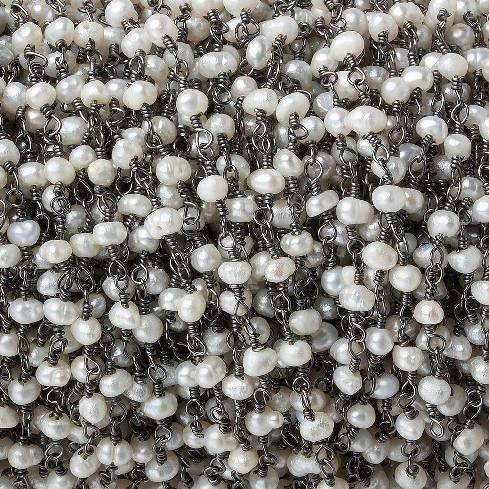 3mm White Freshwater Pearl Hand wrapped Chain (ONLINE ORDER ONLY)