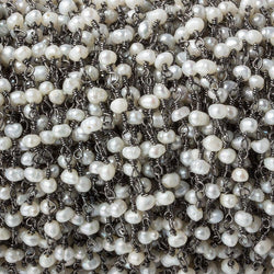 3mm White Freshwater Pearl Hand wrapped Chain (ONLINE ORDER ONLY)