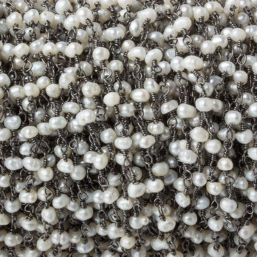 3mm White Freshwater Pearl Hand wrapped Chain (ONLINE ORDER ONLY)