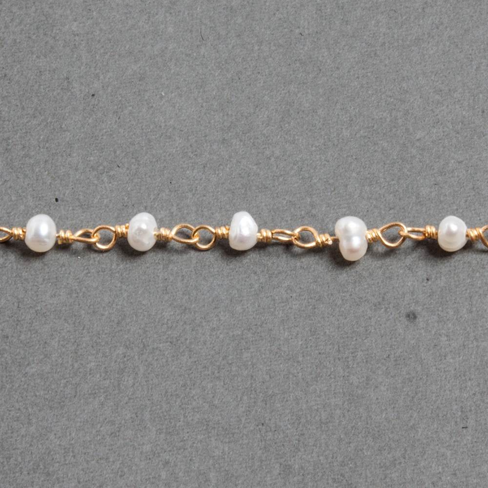 3x2mm White Baroque Freshwater Pearls Vermeil Chain by the foot 40 beads (ONLINE ORDER ONLY)