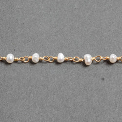 3x2mm White Baroque Freshwater Pearls Vermeil Chain by the foot 40 beads (ONLINE ORDER ONLY)