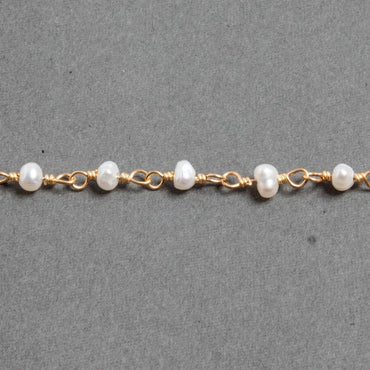 3x2mm White Baroque Freshwater Pearls Vermeil Chain by the foot 40 beads (ONLINE ORDER ONLY)