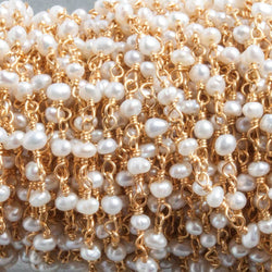 3x2mm White Baroque Freshwater Pearls Vermeil Chain by the foot 40 beads (ONLINE ORDER ONLY)