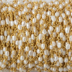 3x2mm White Rice Pearl Gold plated Chain by the foot 36 pieces (ONLINE ORDER ONLY)