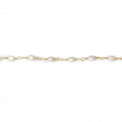 3x2mm White Rice Pearl Gold plated Chain by the foot 36 pieces (ONLINE ORDER ONLY)