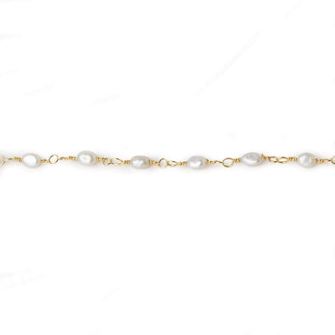 3x2mm White Rice Pearl Gold plated Chain by the foot 36 pieces (ONLINE ORDER ONLY)