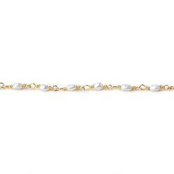 3x2mm White Straight Drill Freshwater Pearls Vermeil Chain by the foot 35 pcs (ONLINE ORDER ONLY)