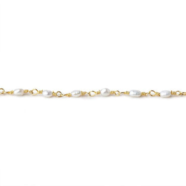 3x2mm White Straight Drill Freshwater Pearls Vermeil Chain by the foot 35 pcs (ONLINE ORDER ONLY)