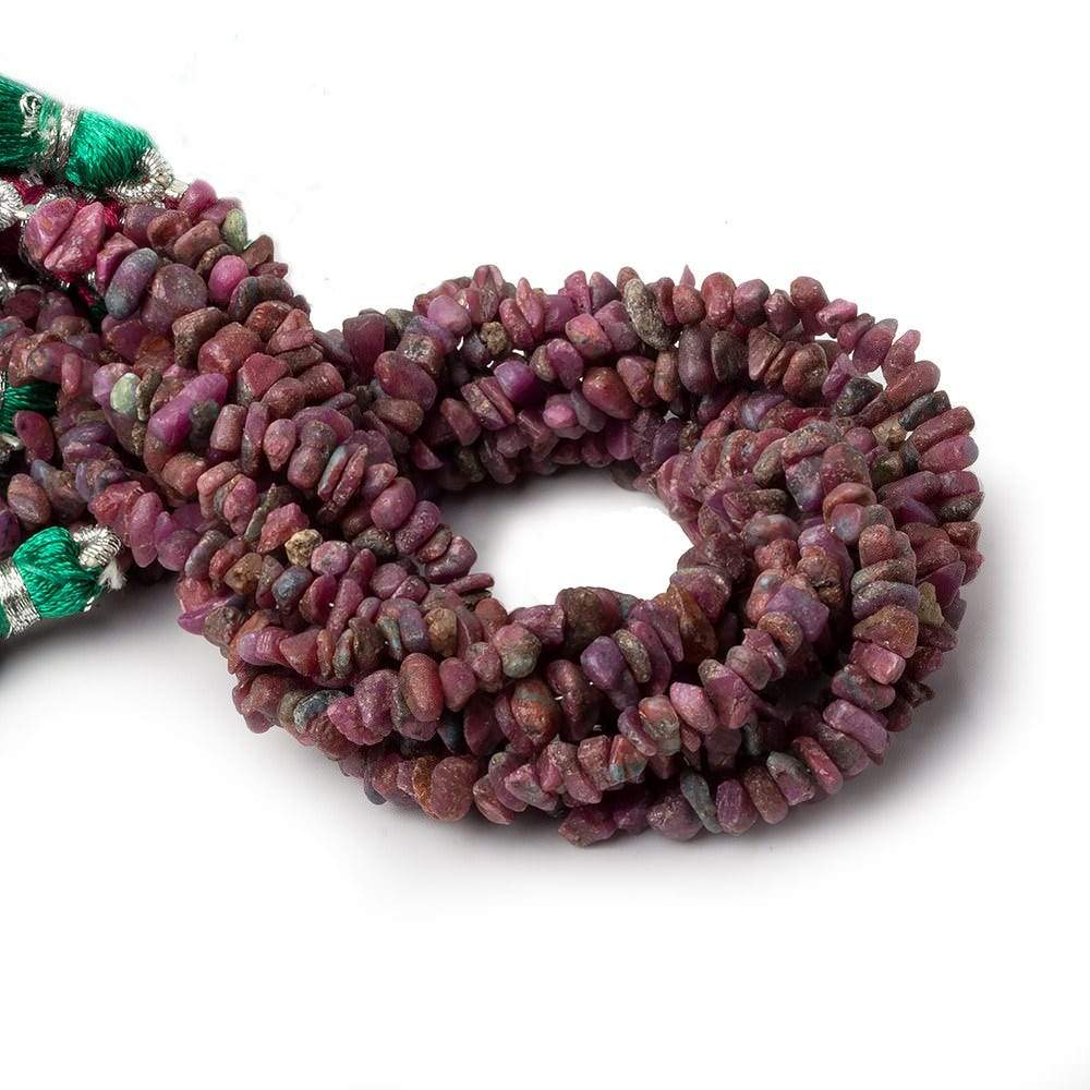 3x4-5x3mm Matte Ruby in Zoisite center drilled Natural Crystals 7.5 inch 78 beads (ONLINE ORDER ONLY)