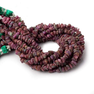 3x4-5x3mm Matte Ruby in Zoisite center drilled Natural Crystals 7.5 inch 78 beads (ONLINE ORDER ONLY)