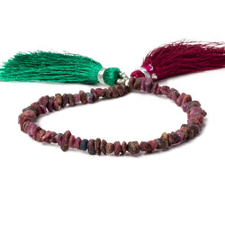 3x4-5x3mm Matte Ruby in Zoisite center drilled Natural Crystals 7.5 inch 78 beads (ONLINE ORDER ONLY)