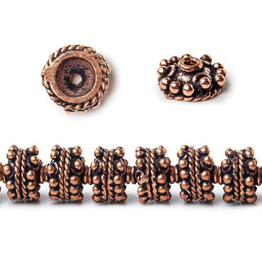 3x9x9mm Antiqued Copper Bead Cap with Bali Granulated Design 8 inch 56 pcs (ONLINE ORDER ONLY)