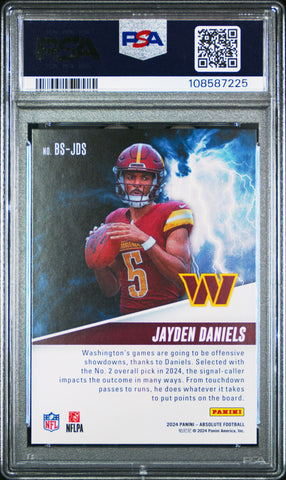 Graded 2024 Panini Absolute Jayden Daniels #BSJDS By Storm Rookie RC Football Card PSA 10 Gem Mint (ONLINE ORDER ONLY)