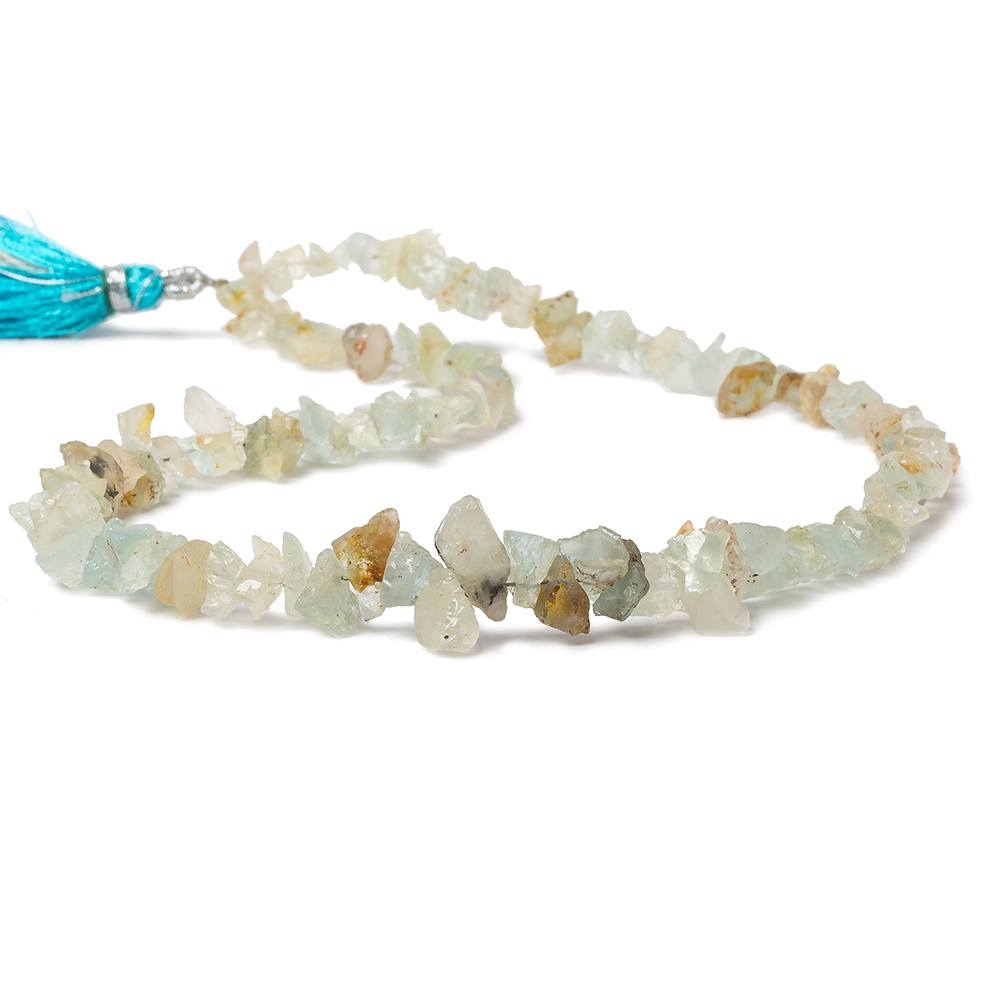 4-10mm Aquamarine & Helidor Natural Crystal Beads 14 inch 128 beads (ONLINE ORDER ONLY)