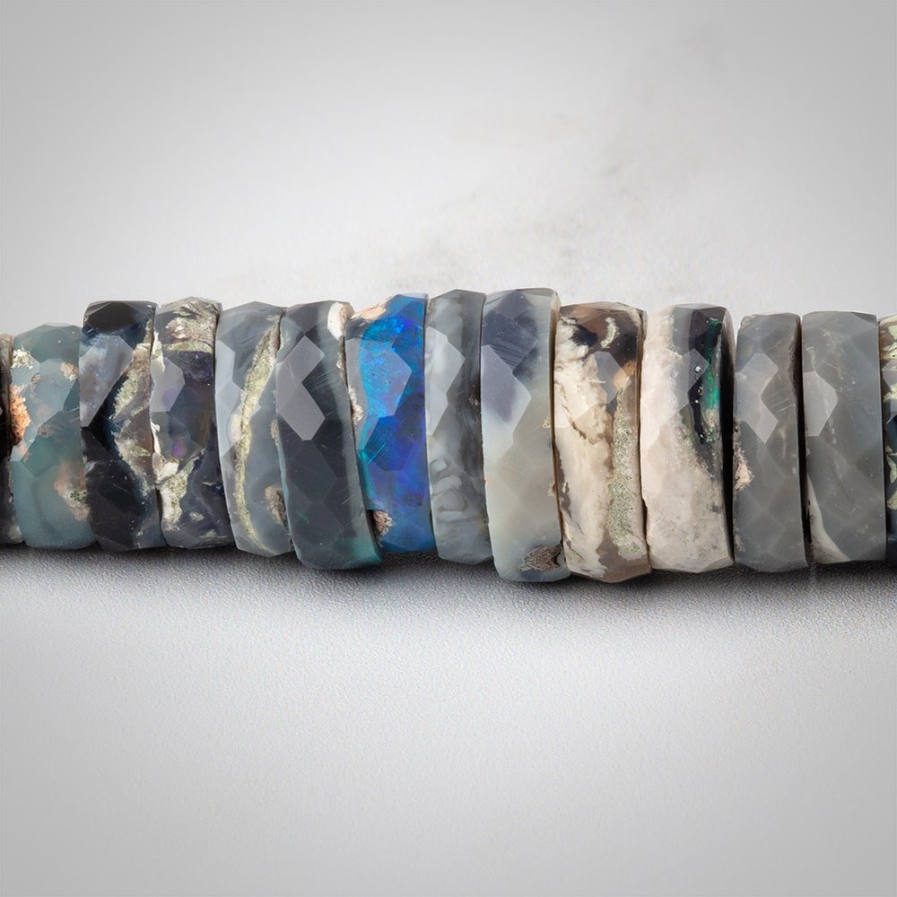 4-12.5mm Australian Opal Faceted Heishi Beads 16 inch 178 pieces AAA (ONLINE ORDER ONLY)