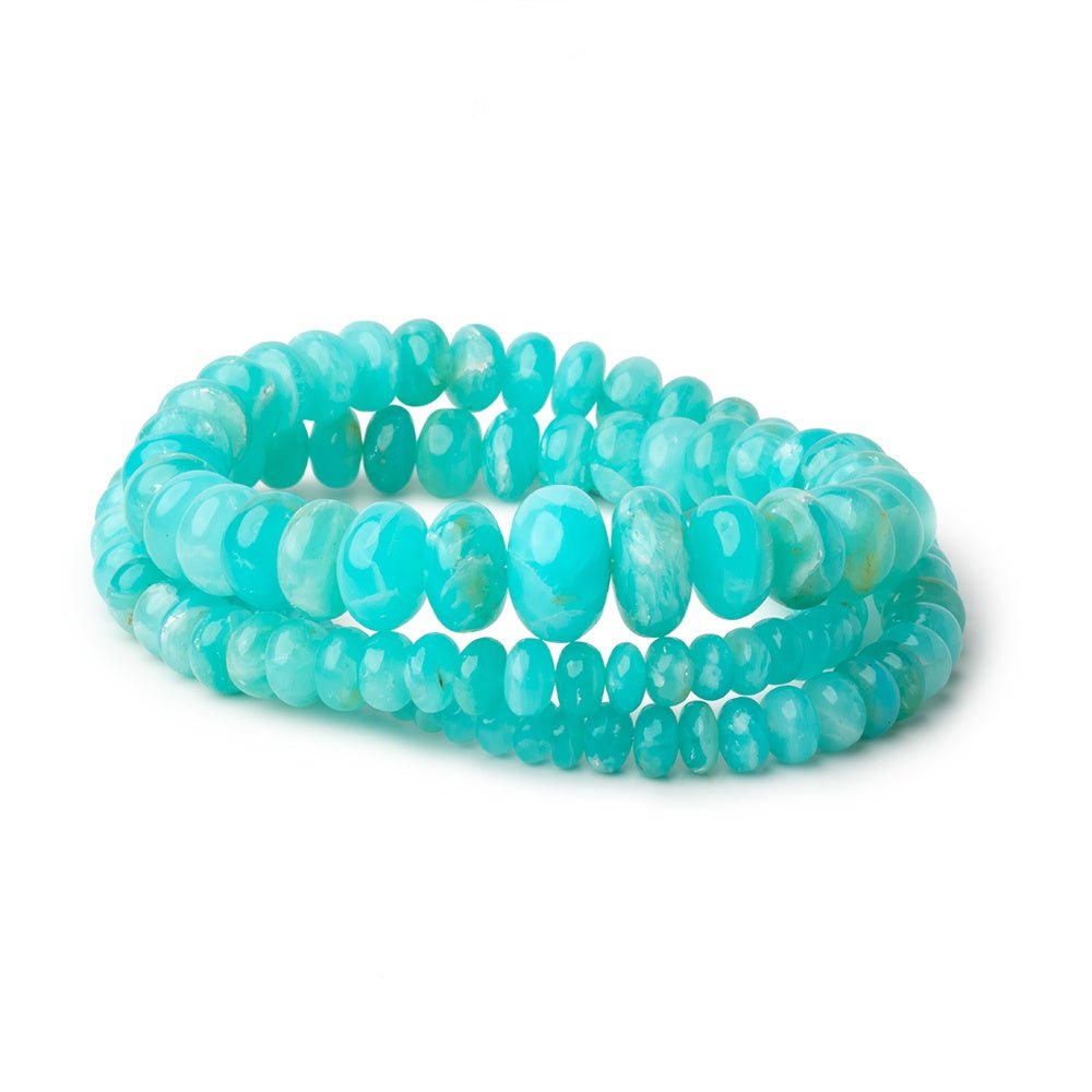 4-13mm Peruvian Blue Opal Plain Rondelles 20 inch 115 Beads AAA (ONLINE ORDER ONLY)