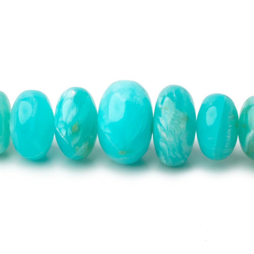 4-13mm Peruvian Blue Opal Plain Rondelles 20 inch 115 Beads AAA (ONLINE ORDER ONLY)