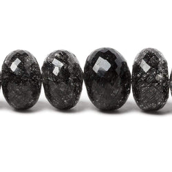4-15mm Black Tourmalinated Quartz faceted rondelles 20 inch 105  beads AAA (ONLINE ORDER ONLY)