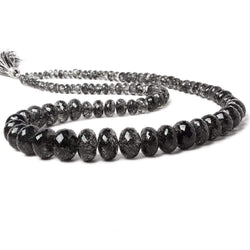 4-15mm Black Tourmalinated Quartz faceted rondelles 20 inch 105  beads AAA (ONLINE ORDER ONLY)