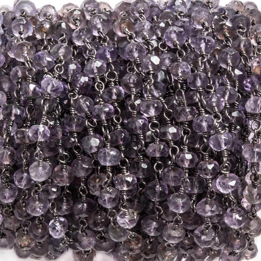 4-4.5mm Amethyst faceted rondelle Black Gold plated Chain by the foot 37 pcs (ONLINE ORDER ONLY)