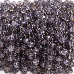 4-4.5mm Amethyst faceted rondelle Black Gold plated Chain by the foot 37 pcs (ONLINE ORDER ONLY)