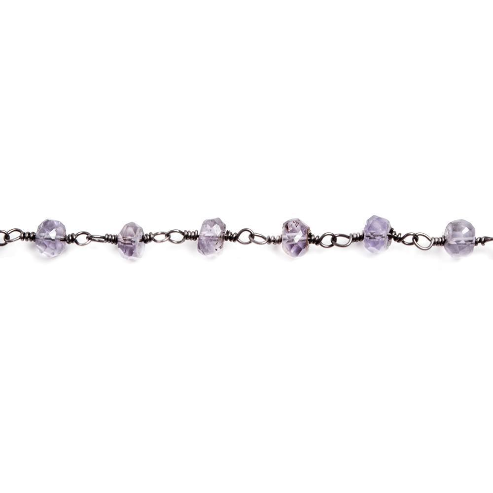 4-4.5mm Amethyst faceted rondelle Black Gold plated Chain by the foot 37 pcs (ONLINE ORDER ONLY)