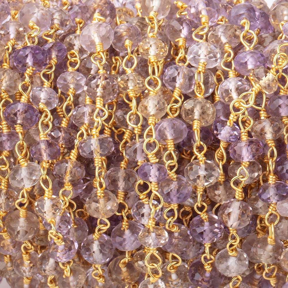 4-4.5mm Ametrine Faceted Rondelle Beads on Vermeil Chain (ONLINE ORDER ONLY)