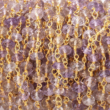 4-4.5mm Ametrine Faceted Rondelle Beads on Vermeil Chain (ONLINE ORDER ONLY)