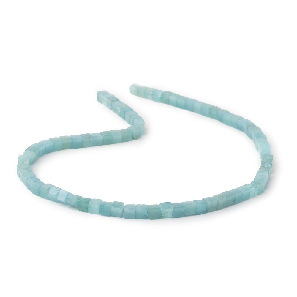 4-4.5mm Aquamarine Plain Cube Beads 14 inch 76 pieces (ONLINE ORDER ONLY)