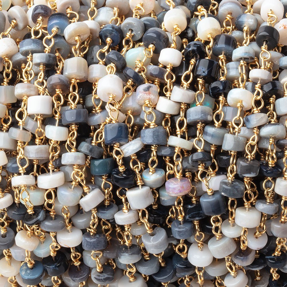 4-4.5mm Australian Opal Plain Heishi Beads on Vermeil Chain (ONLINE ORDER ONLY)
