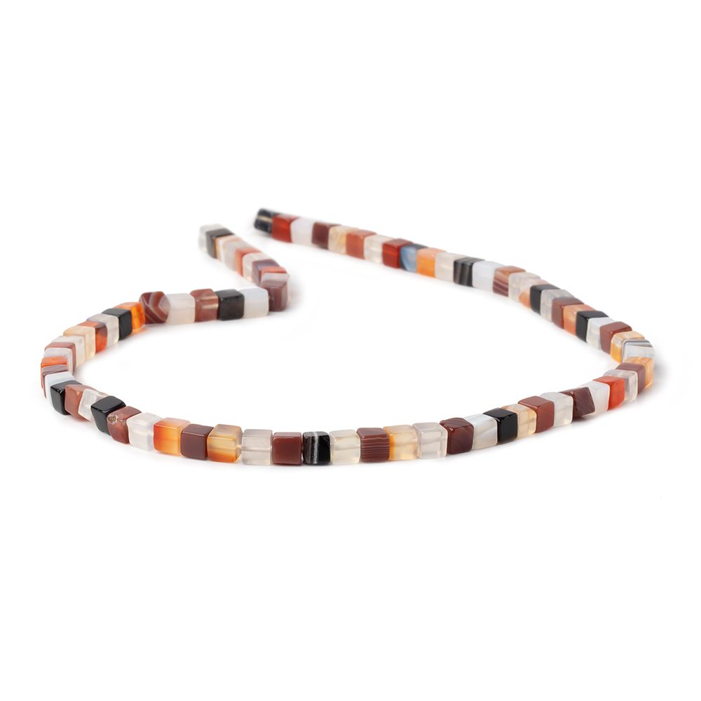 4-4.5mm Botswana Agate Plain Cube Beads 14 inch 80 pieces (ONLINE ORDER ONLY)