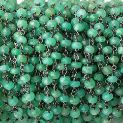 4-4.5mm Chrysoprase faceted rondelle Black Gold Plated Chain by the foot (ONLINE ORDER ONLY)