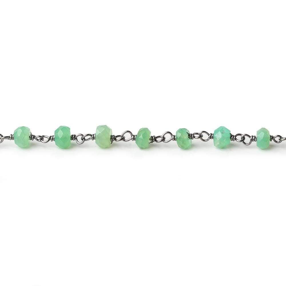 4-4.5mm Chrysoprase faceted rondelle Black Gold Plated Chain by the foot (ONLINE ORDER ONLY)