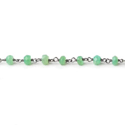 4-4.5mm Chrysoprase faceted rondelle Black Gold Plated Chain by the foot (ONLINE ORDER ONLY)