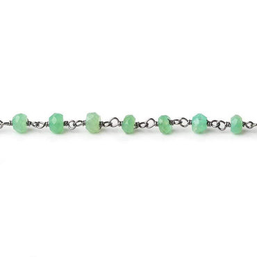 4-4.5mm Chrysoprase faceted rondelle Black Gold Plated Chain by the foot (ONLINE ORDER ONLY)