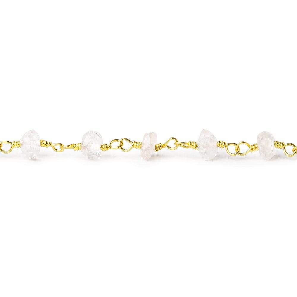 4-4.5mm Crystal Quartz rondelle Gold plated Chain by the foot 38 pieces (ONLINE ORDER ONLY)