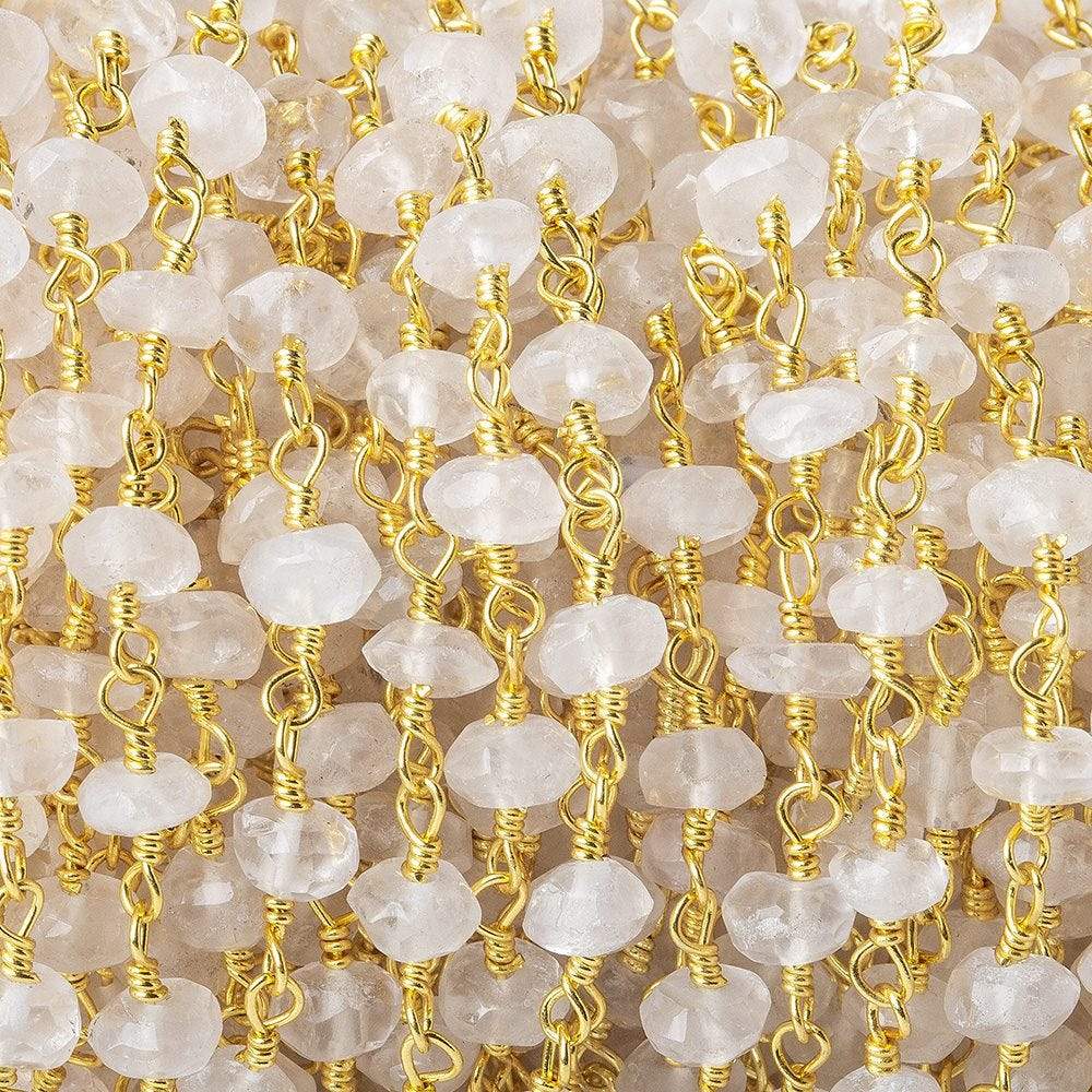 4-4.5mm Crystal Quartz rondelle Gold plated Chain by the foot 38 pieces (ONLINE ORDER ONLY)