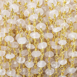 4-4.5mm Crystal Quartz rondelle Gold plated Chain by the foot 38 pieces (ONLINE ORDER ONLY)