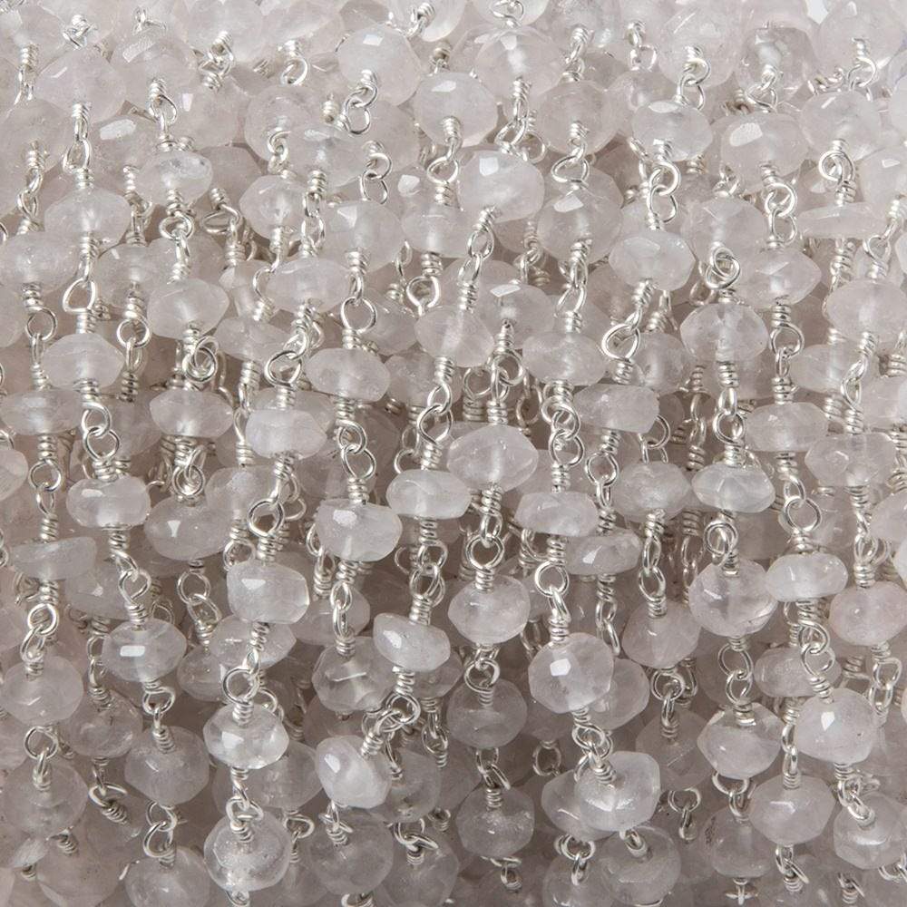 4-4.5mm Crystal Quartz rondelle Silver plated Chain by the foot 38 pieces (ONLINE ORDER ONLY)